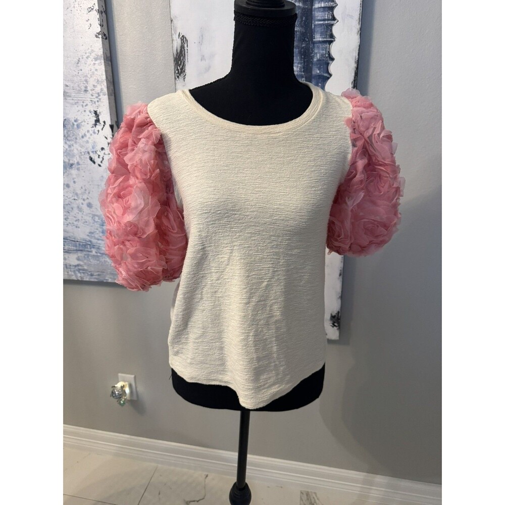 Maeve by Anthropologie Flower Blossom Sleeve Top Ladies SZ XS